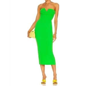 NEW ALEX PERRY darcy stretch crepe sweetheart drape strapless dress in green